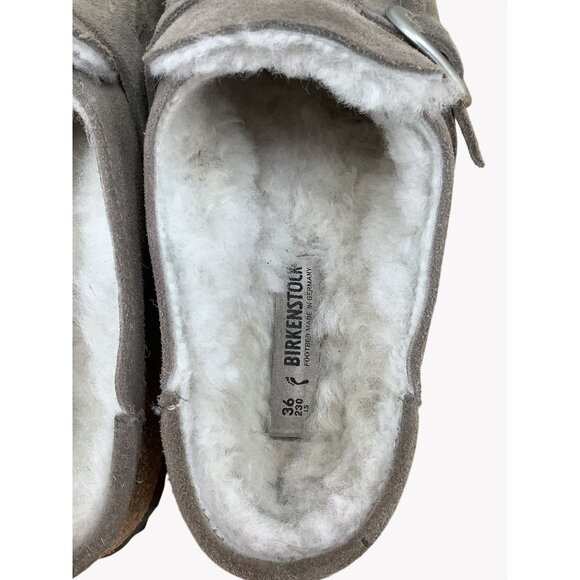 Birkenstock Boston Shearling Suede Clogs Size 36 Women’s Gray Slip-On Shoes - Picture 5 of 7
